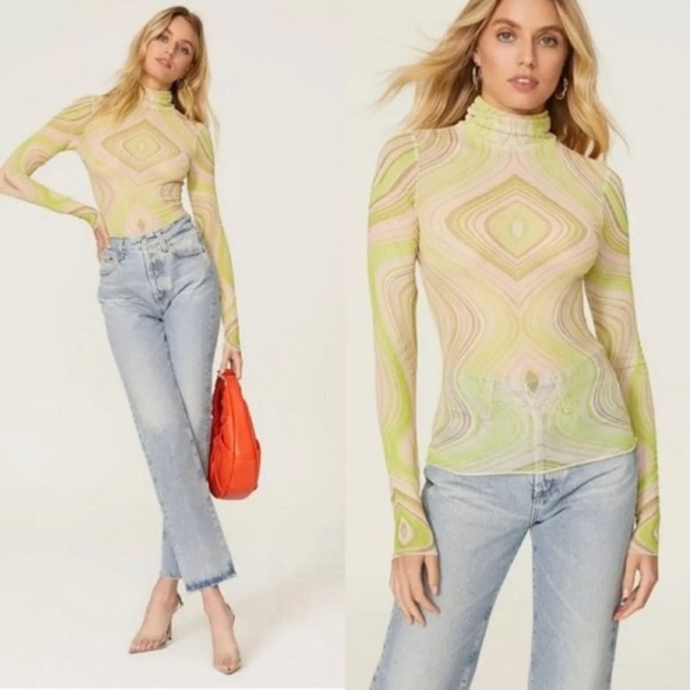 AFRM Zadie lime swirl turtle neck